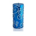 Zest Candle Zest Candle CPS-008-12 3 x 6 in. Blue Scroll Pillar Candle -12pcs-Case - Bulk CPS-008_12